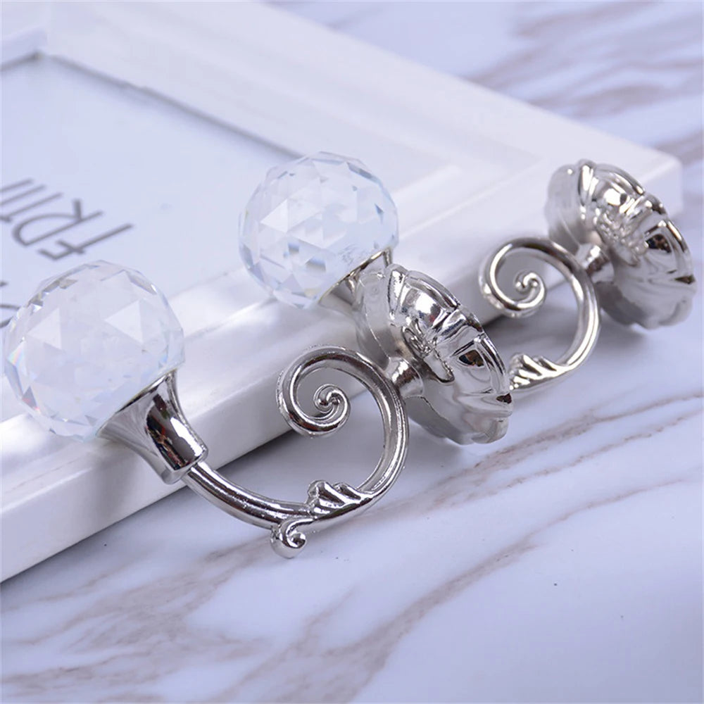 supports muraux rideaux cristal métal décoratif classique vis chevilles argentés transparents spirales florescents chambre