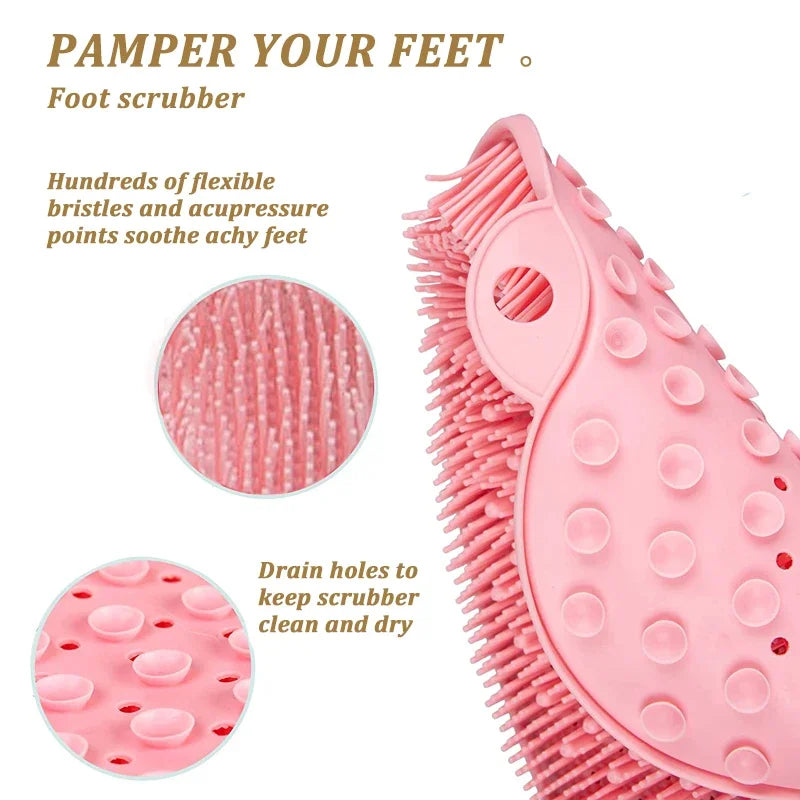 tapis douche massant antidérapant silicone rose points d'acupression non slip moderne
