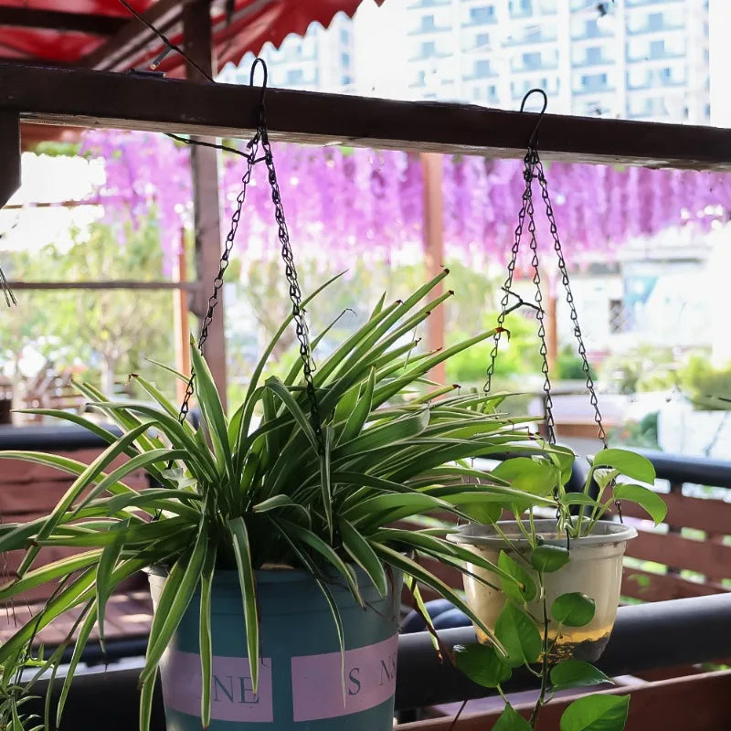 paniers suspendus chaînes métal fer fondue pots fleurs plantes décorations jardin rustic bohème crochets