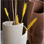 Vase céramique moderne vase table blanc visage sculpté lèvres sculptées art déco