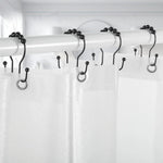 crochets rideau douche acier inoxydable moderne attaches billes glissière noir argenté minimaliste