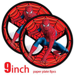ensemble décoration anniversaire spider man vaisselle jetable nappe assiettes gobelets banderole ballons rouges