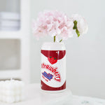 vase céramique moderne forme canette rouge blanc rose décoration intérieure pop artbranches sèches fleurs