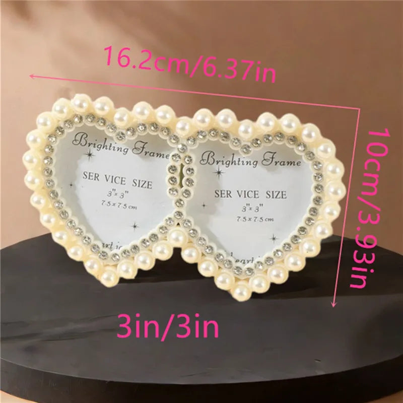Cadre photo coeur strass blanc argenté romantique mariage couple deco