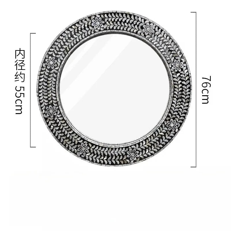 miroir rond mural blanc gris moderne décoration maison tapisserie plantes fixations