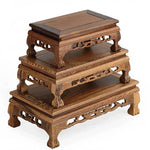support socle bois massif marron foncé figurine statue objet decoratif pied sculpté classique