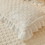 taies d'oreiller vintage blanches franges pièces 48x74cm polyester coton maison