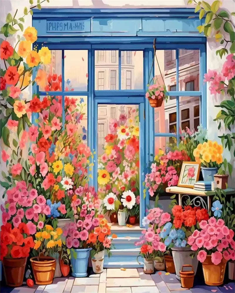 tableau peinture acrylique pinceaux palette paysages végétaux modernes détaillés décoration murale enfants famille