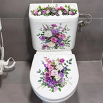décoration toilettes adhésif fleurs tulipes marguerites lavande blanc classique facile nettoyer sans pelure