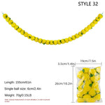 guirlande artificielle jaune rouge vert boules couleur petites feuilles cloches dorées décoration fête mariage