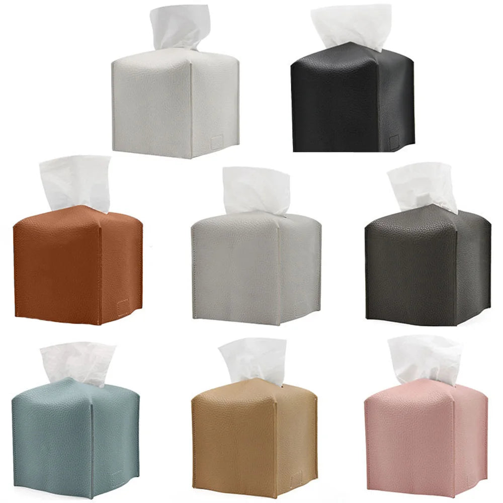 boîte mouchoirs simili cuir moderne blanc noir marron gris bleu rose