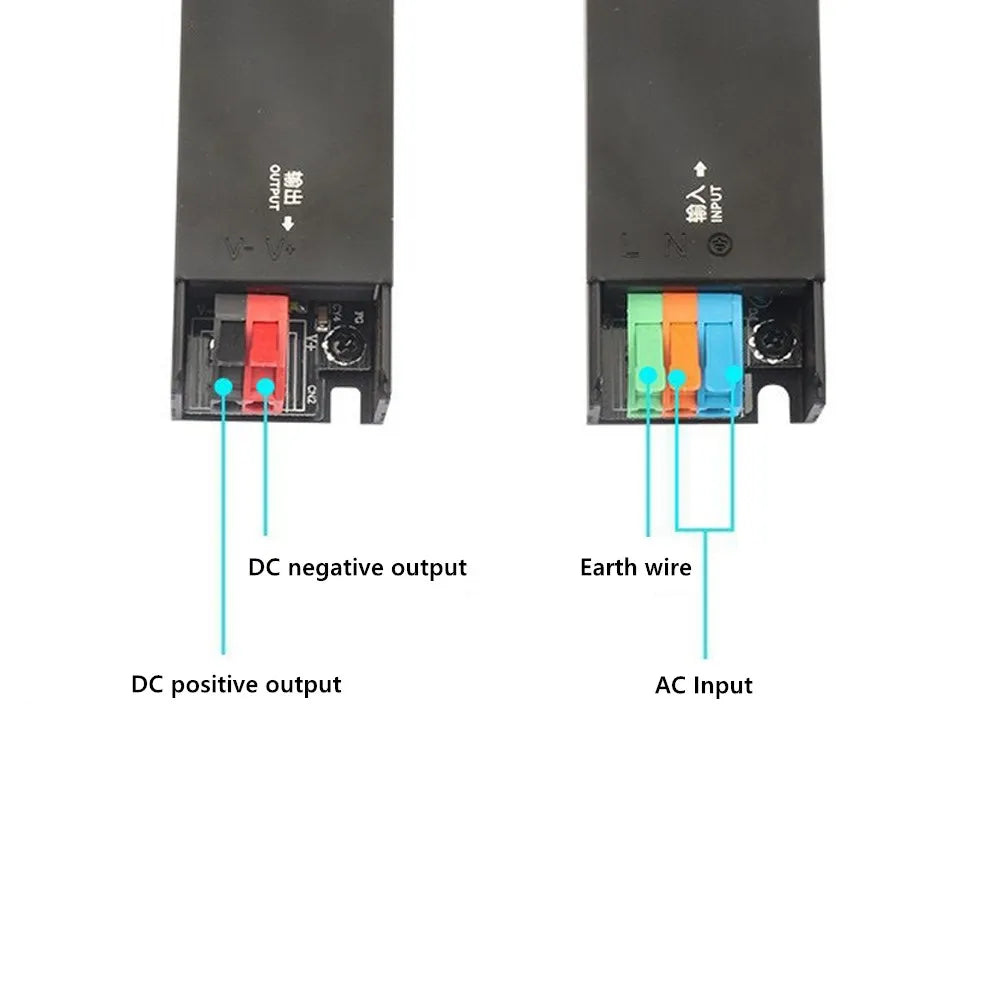 alimentation led 12v 24v 60w 100w 200w 300w 400w noir transformateur d'éclairage safe moderne