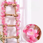 guirlande fleurs artificielles rose clair 1m8 décoration romantique intérieur 135 fleurs rangée