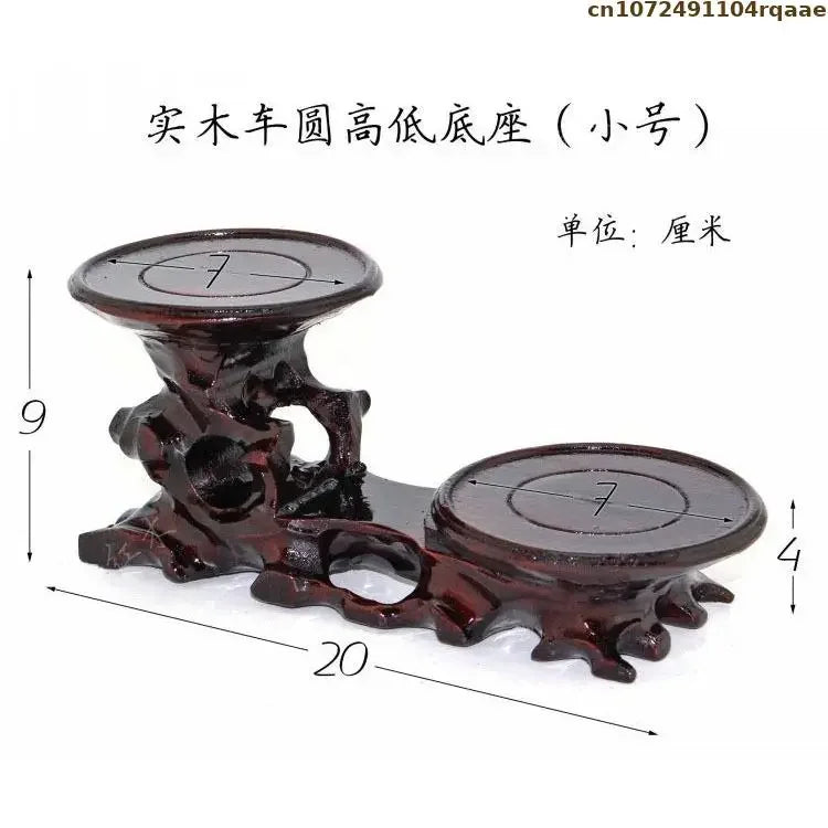 support table bois sculpté artisanal marron foncé miniatures collections décoration
