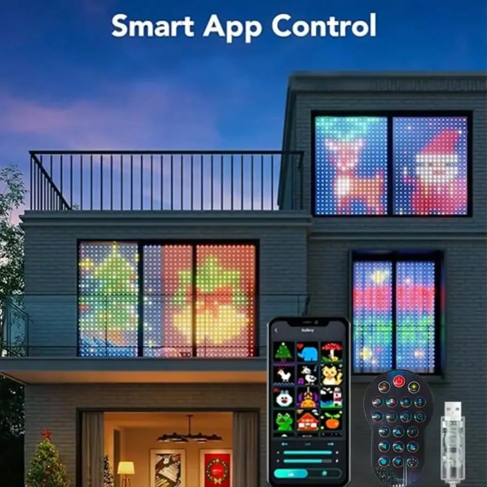 rideau lumineux led multicolore pixel art noel clips g4 application mobile dynamique