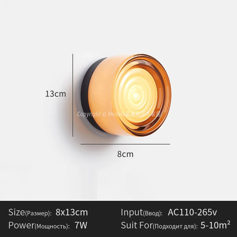 appliques murales modernes transparentes ambre gris clair texturées minimaliste fixées mur flux lumineux led