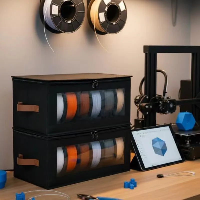 boîte rangement pliable non tissée moderne poignées cuir fermeture glissière filament 3d organisation pratique