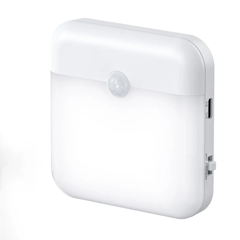 lampe nuit rechargeable usb détecteur mouvement adhésif blanc moderne sans fil led