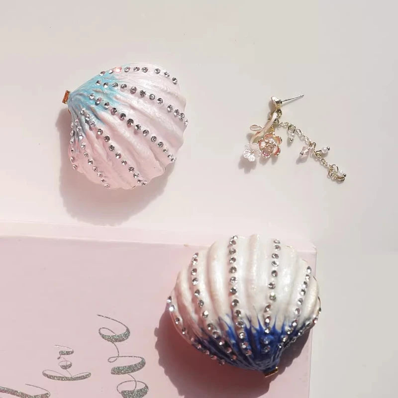 coquillage décoratif boîte rangement velours strass rayures horizontales boucles oreilles moderne respectueux environnement