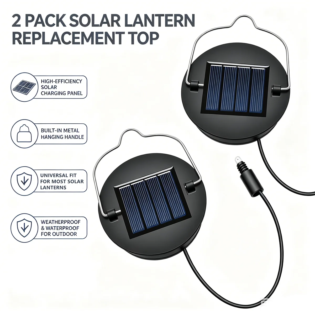 remplacement sommet lanterne solaire panneau solaire texturé moderne noir argentéextérieur led