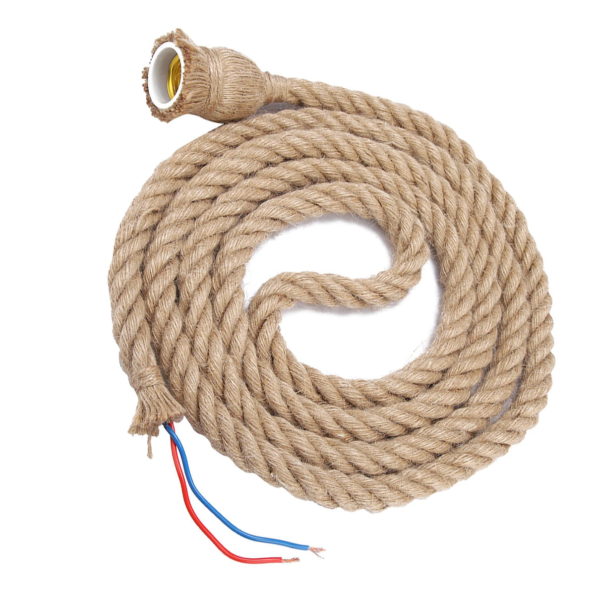 câble électrique tressé rustique couleur beige rouge bleu douille E27 vintage opacité opaque fixations