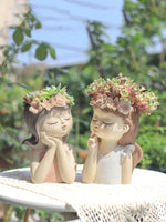 cache pot figurine féerique résine décoratif plantes succulentes fleurs jardin maison