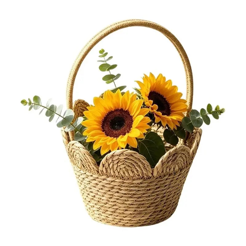 panier tressé osier suspendu rustique boho chic rangement plantes intérieures naturel beige