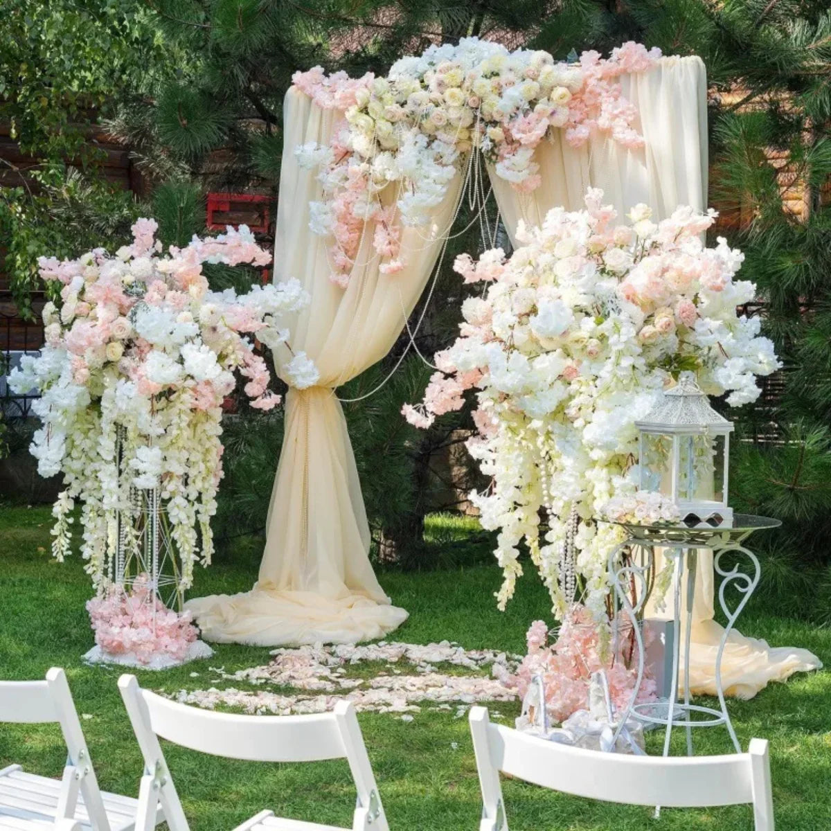 guirlande fleurs artificielles rose clair decoration murale exterieure maison romantique 180cm fête anniversaire