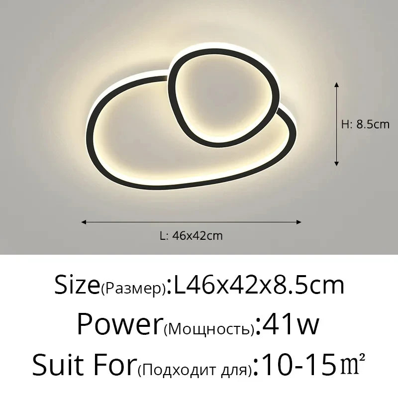Lampe LED moderne circulaire télécommande noir blanc encastré contemporain flux lumineux élevé
