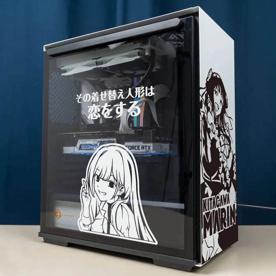 autocollants pvc noir blanc dessins anime texte japonais vis boitier pc moderne