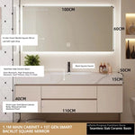 meuble salle bain blanc marbre moderne étagères miroir lumineux accessoires fixations murales