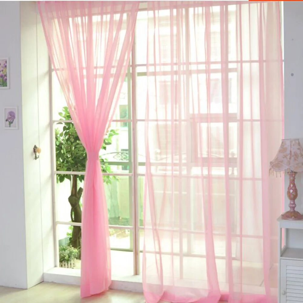 rideaux translucides modernes polyester rose blanc rouge bleu orange fenetre plate 100x200cm