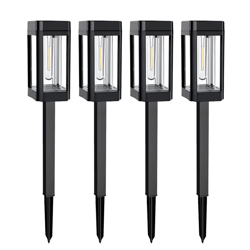 lumière solaire moderne transparente extérieur autoinstallation piquet led noir jardin pelouse 21 pouces