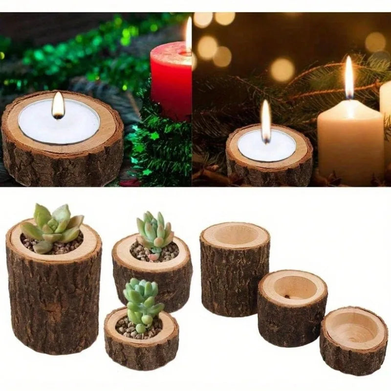 décoration maison bougeoirs bois succulentes pots cylindriques rustiques bohèmes naturels