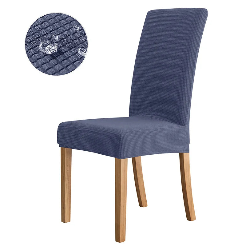 Housse chaise moderne gris foncé rayures horizontales élastique imperméable polyester