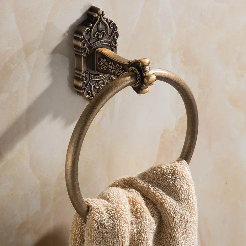 porte serviettes bronze ornements floraux porte savon porte papier classique serviette beige papier blanc