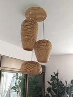 suspension lumineuse bambou tissé naturel moderne rustique 36cm 26cm 30cm echangible e27
