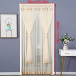 rideau porte anti moustiques blanc jaune violet rose broderie cerfs fleurs transparent classique ruban