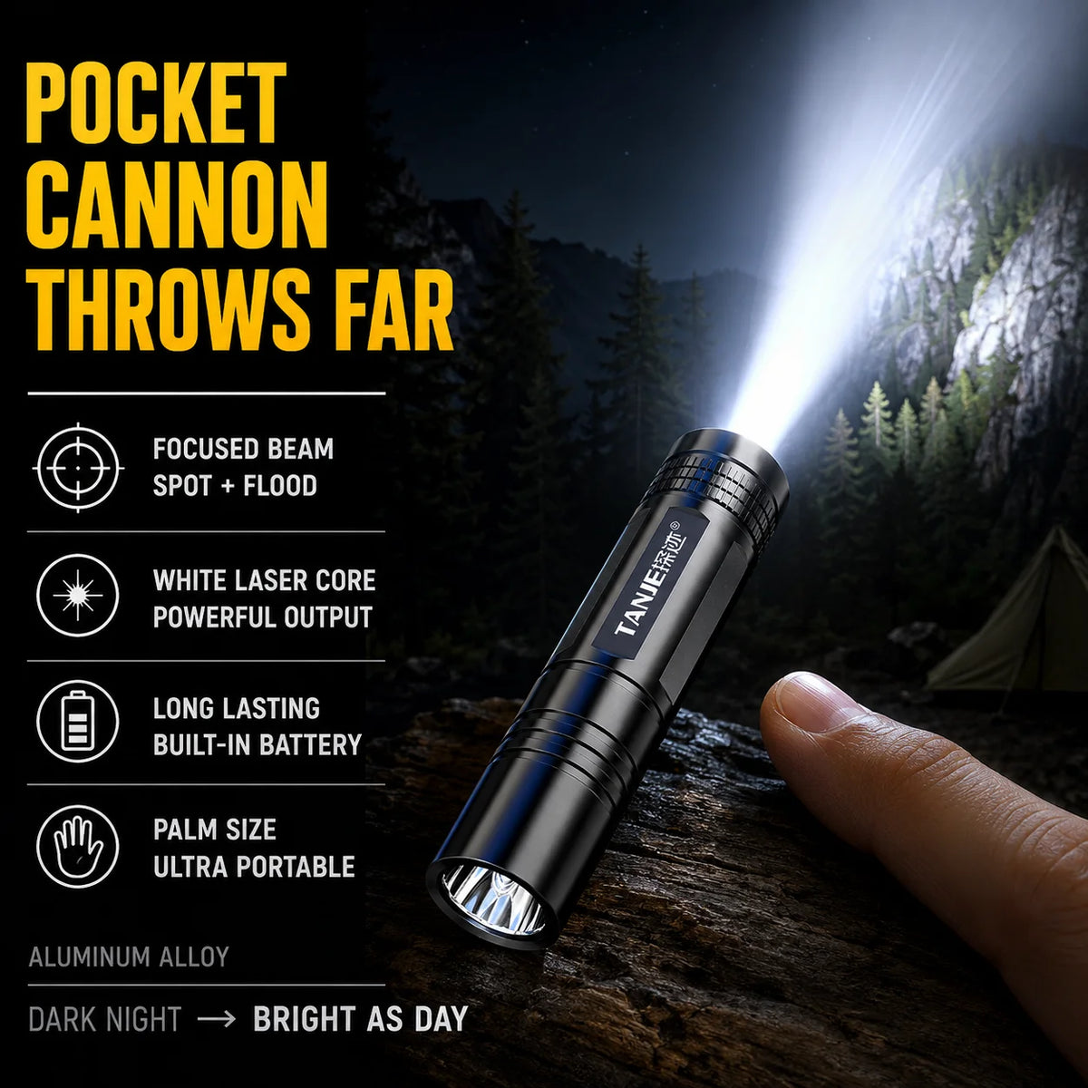 lampe torche rechargeable led puissante 10w noir bleu rouge exploration campingurgence