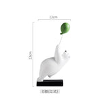 statue ours polaire résine blanche contemporaine minimaliste base plate ballons