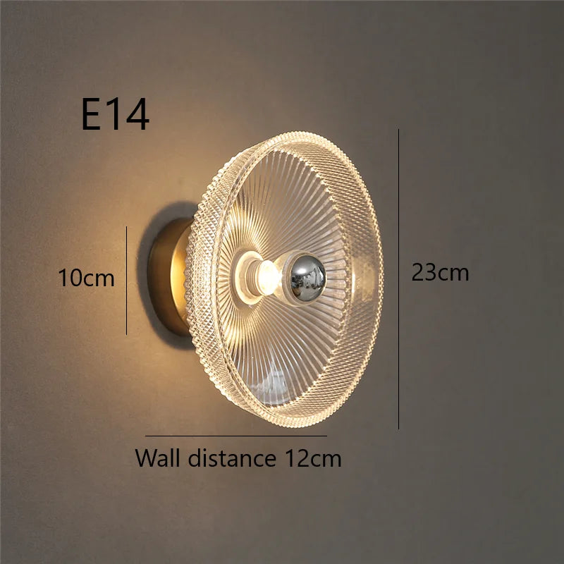 lampe murale moderne transparente dorée rayures fines ampoule led éclairage quotidien fixation élégant flux