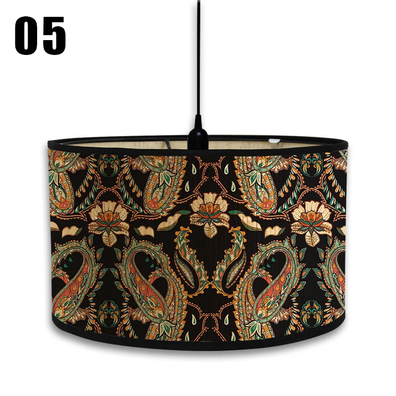 abat jour moderne fleur feuille tissu bambou ethnique floral opacité