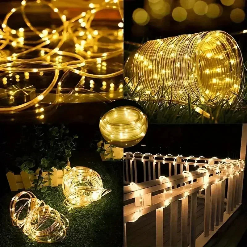 guirlande lumineuse led solaire spirale multicolore extérieure décoration jardin camping mariage ip67 art deco