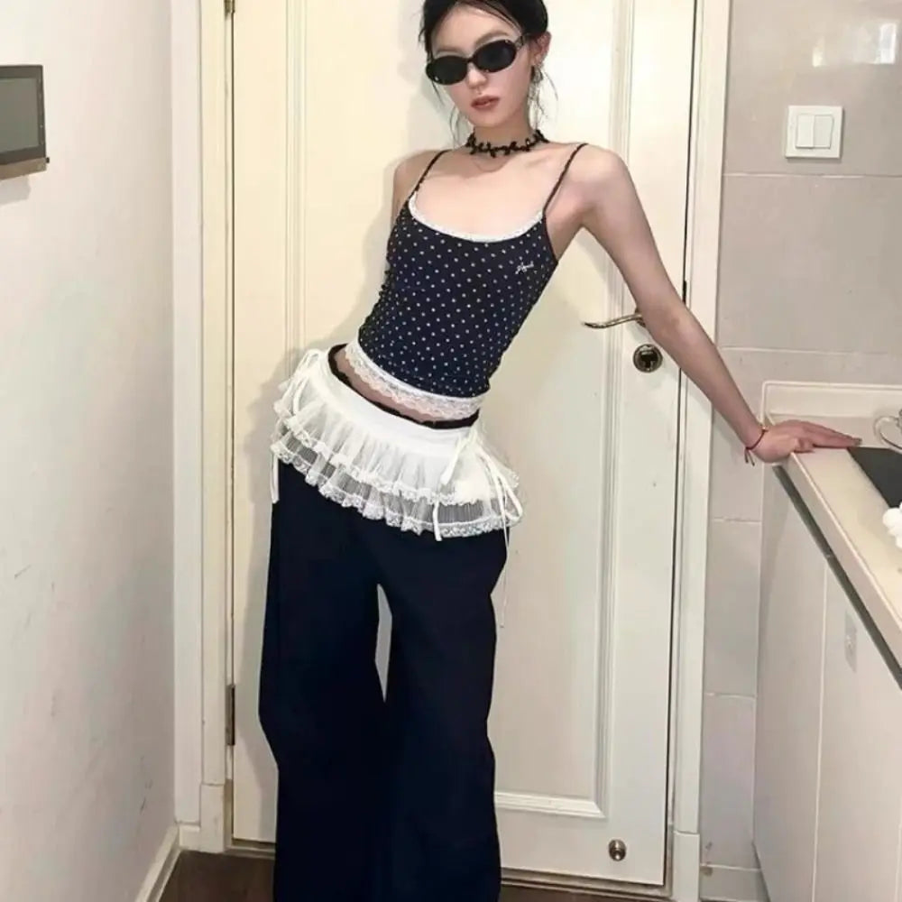 Mini jupe dentelle blanche vintage plissée taille moyenne printemps été