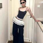 Mini jupe dentelle blanche vintage plissée taille moyenne printemps été