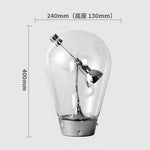 lampe table transparente industrielle abat jour texturé base métal argenté led chambre