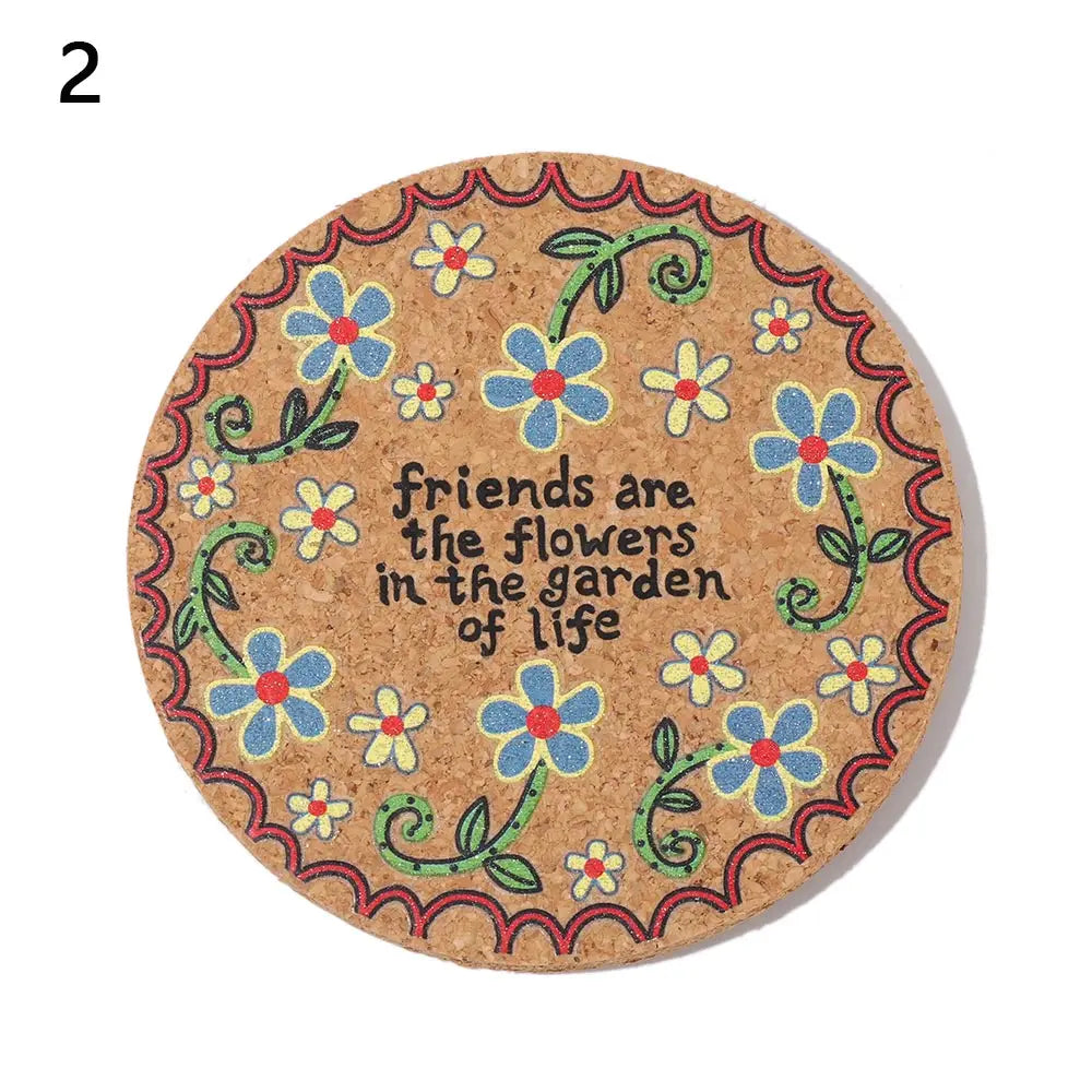 coasters bois marron floral texte tasse cuillère bols décor modernes respectueux environnement