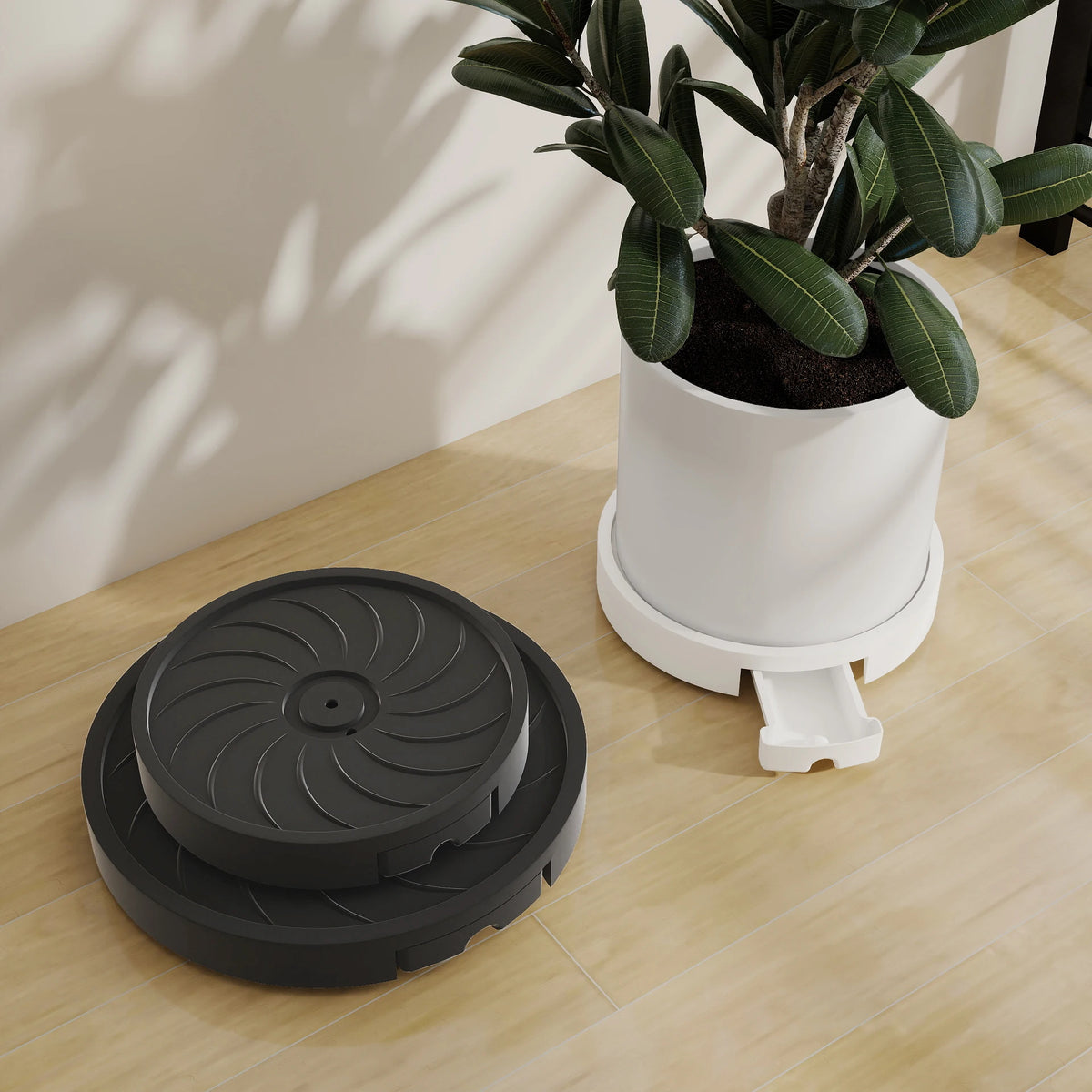 bac plantes blanc moderne roulettes grille rayées haute capacité charge domestique
