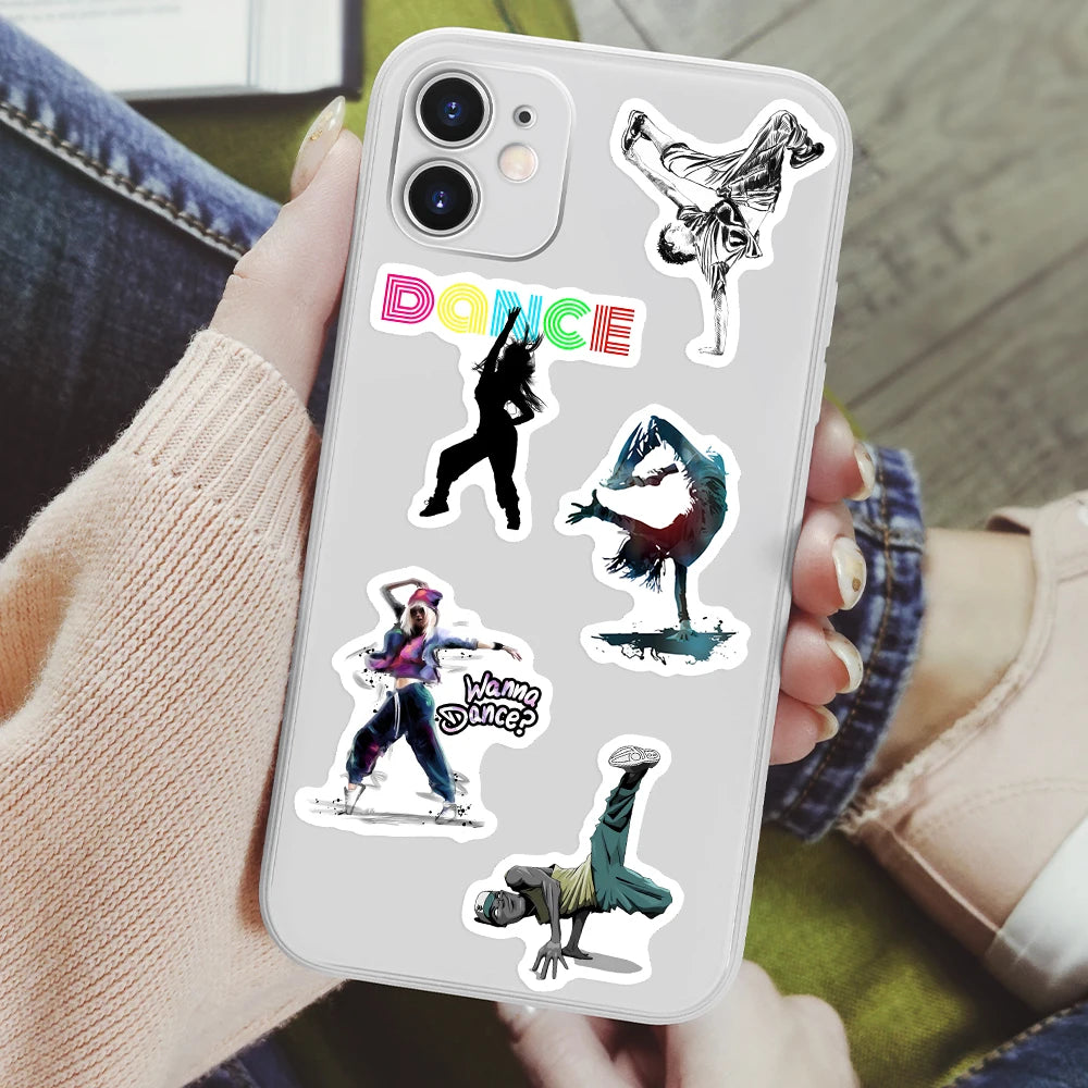 stickers hip hop danseurs poses textes thérapie multicolores adhésifs waterproof adultes adolescents scrapbooking