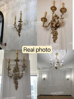 applique murale baroque dorée ornements floraux trois bras éclairage led murale fixée 36cm haute